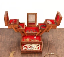 7 Tier Vintage Wooden Decorative Storage Case - Jewelry Accessories Organizer