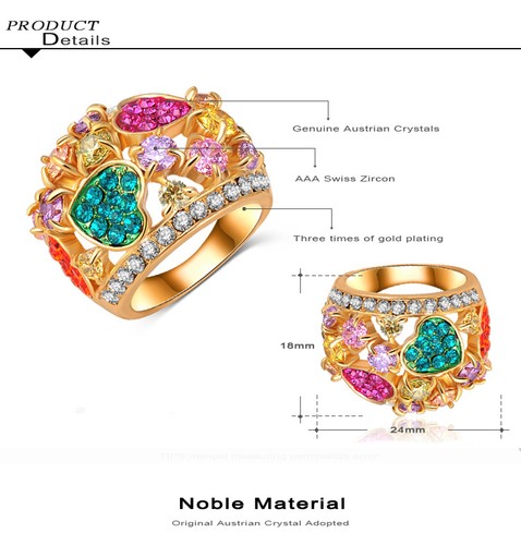 Anillo Diamonique Circonio Cálico Cristal Austríaco Multicolor Enchapado en Oro 18k - Imagen 2 de 10