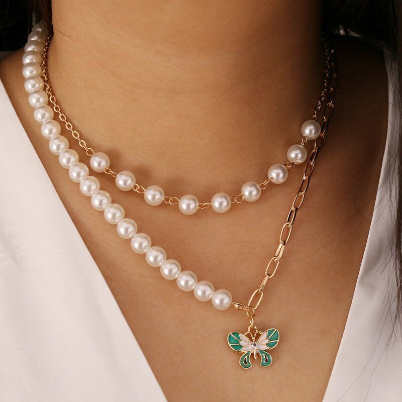 Sweet Women Heart Star Pearl Pendant Choker Necklace Clavicle Chain Jewelry  Gift