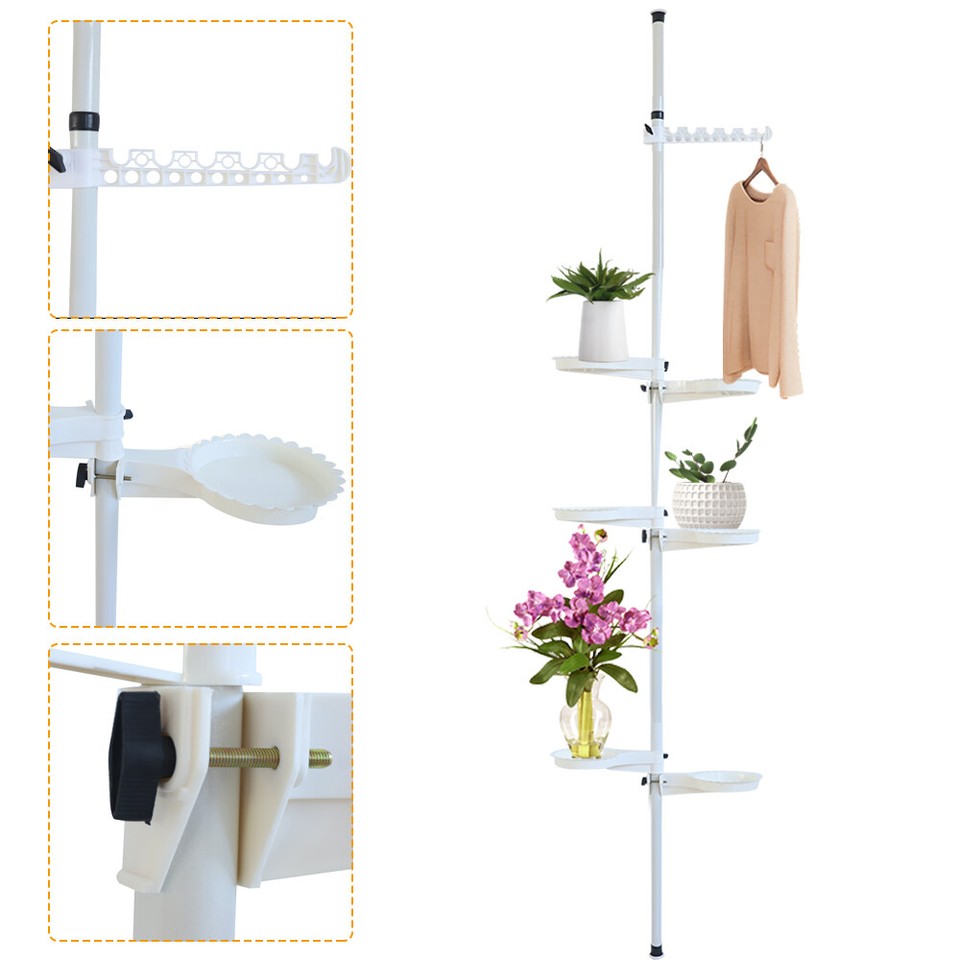 7-Tier Indoor Tension Rod Plant Holder Pole Flower Pot Display Stand ...