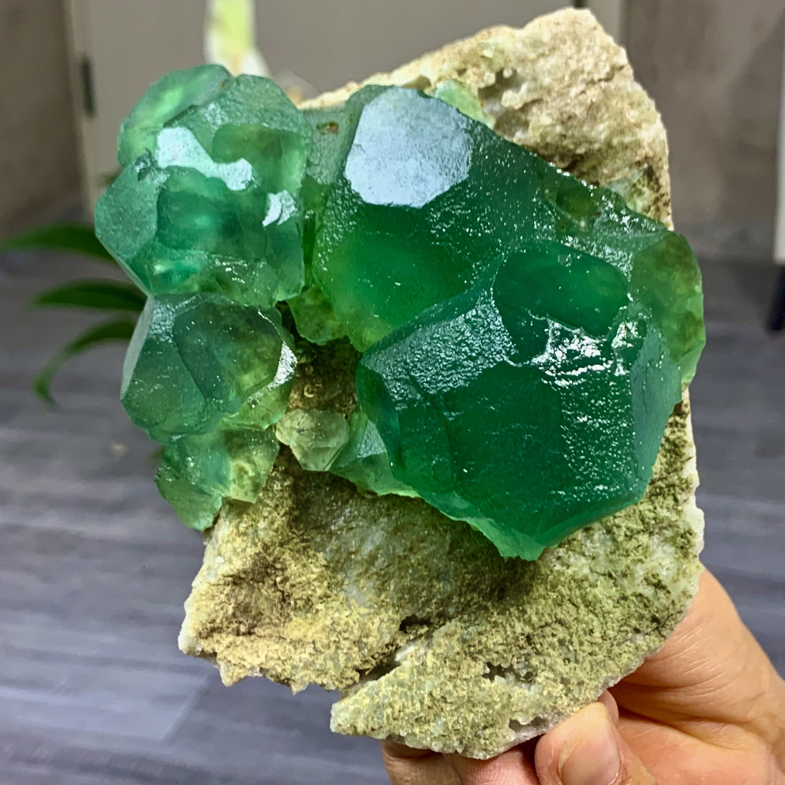 Transparent blue fluorite quartz crystal specimen from Yaogangxian 1.79LB