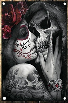Dia de los Muertos Chicano Mexican  Sexy Skull Art Wall Hanging Tapestry Goth