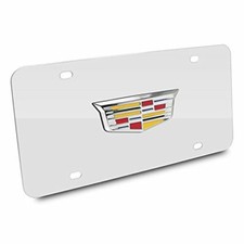 Cadillac Crest 3d New Logo Chrome Stainless Steel License Plate Made In Usa