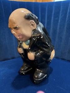 Vintage Winston Churchill Humorous Whimsical Chalkware Plaster Coin Bank Rare