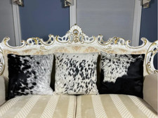 NEW COWHIDE LEATHER CUSHION COVER RUG NATURAL COW HIDE HAIR ON PILLOW COVER