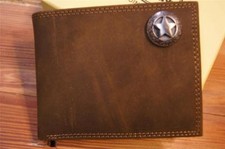 ZEP PRO Crazy Horse Leather Texas Star Bifold Wallet TIN GIFT BOX