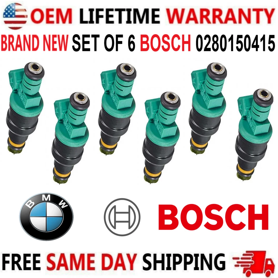 Inyectores de combustible OEM BOSCH x6 para BMW 323i/is/525i/525iT/M3 1991-1999 #0280150415 Foto 2 de 4