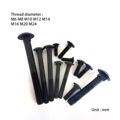 M6 M8 M10 M12 M14 M16 M20 M24 BK 8.8 Half round head square neck carriage screw