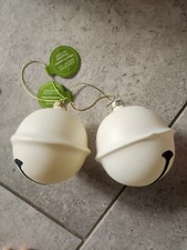 2 White Jingle Bell Ornaments
