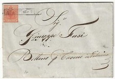 Lombardo Veneto - 15 c. rosso I tipo 1850 su lettera annulli Milano e Bellano