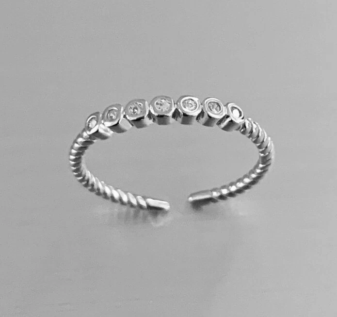 Anillo de dedo del pie ajustable de circonita cúbica 925 SS de acción de gracias para mujer Foto 2 de 4