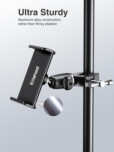 Supporto Microfono iPad in Metallo, Supporto Microfono Inclinabile Girevole 360° Supporto Telefono M... - Foto 2 di 9