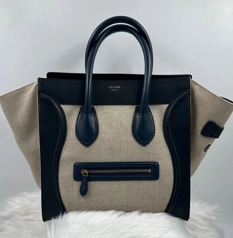 CELINE Luggage ハンドバッグ キャンバス×レザー CELINE Luggage Canvas Exterior Bags & Handbags for Women for sale