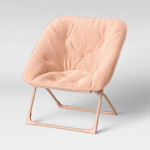Pillowfort Folding Dish Children Kids' Chair Saucer Foldable Armless Peach - Picture 1 of 5