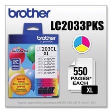 Brother LC203 Cyan; Magenta; Yellow High-Yield Ink Cartridges, Pack Of 3