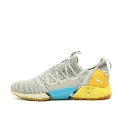 PUMA Herren Hybrid Rocket Schuh Grau Gelb Blau Mesh Low-Top Leicht Sneaker EU 46