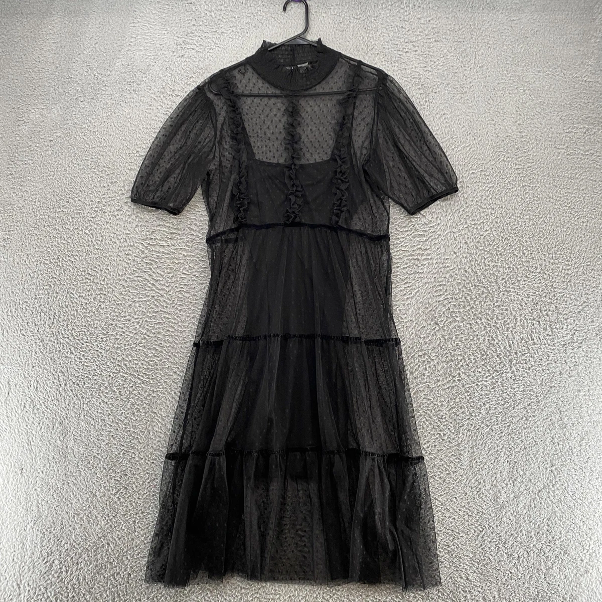 h&m sheer polka dot dress H&M KIDS GIRL Holidays Polka Dot Sheer Mesh Black Dress with Inner Size 4-5Y