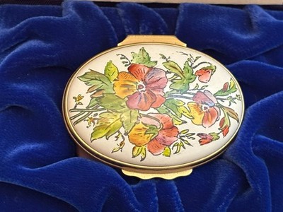 Halcyon Days Enamel Trinket Box ''PLUS PENSER QUE DIRE''  ~ W/Box ~ TIFFANY