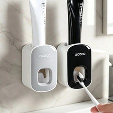 Wall Mount Automatic Toothpaste Dispenser Toothbrush Holder Waterproof Bathroom