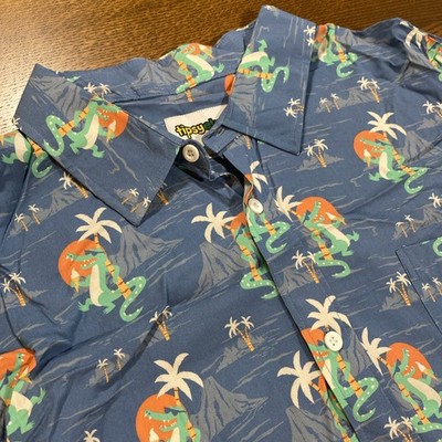 TIPSY ELVES Gator Flavor Hawaiian Camp Shirt Ice Cream Palm Graphic Men s Sz 2XL