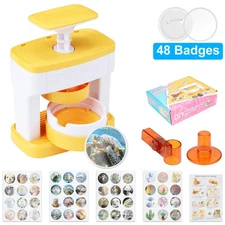 DIY Button Maker Machine ABS Badge Making Kit with 48 Patterns & Circle Cutter