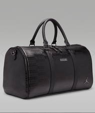 Jordan Black Embossed Leather Carryall Duffle...