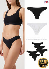 6 Pack Ladies G-String Thongs Seamless Cotton Underwear Soft Briefs Panties
