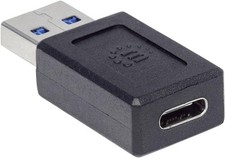 Manhattan USB-C to USB-A Adapter, Female to Male, 10 Gbps USB 3.2 Gen2 Black.