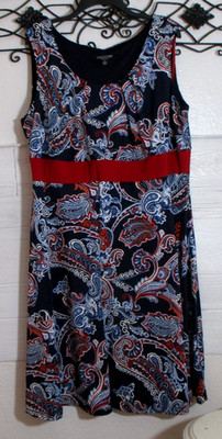 Perceptions Women's Dress Size 2X Sleeveless Multicolored Paisley Round Neck