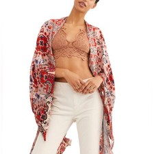 Free People Floral Kimono Duster in Blush, Red, Navy