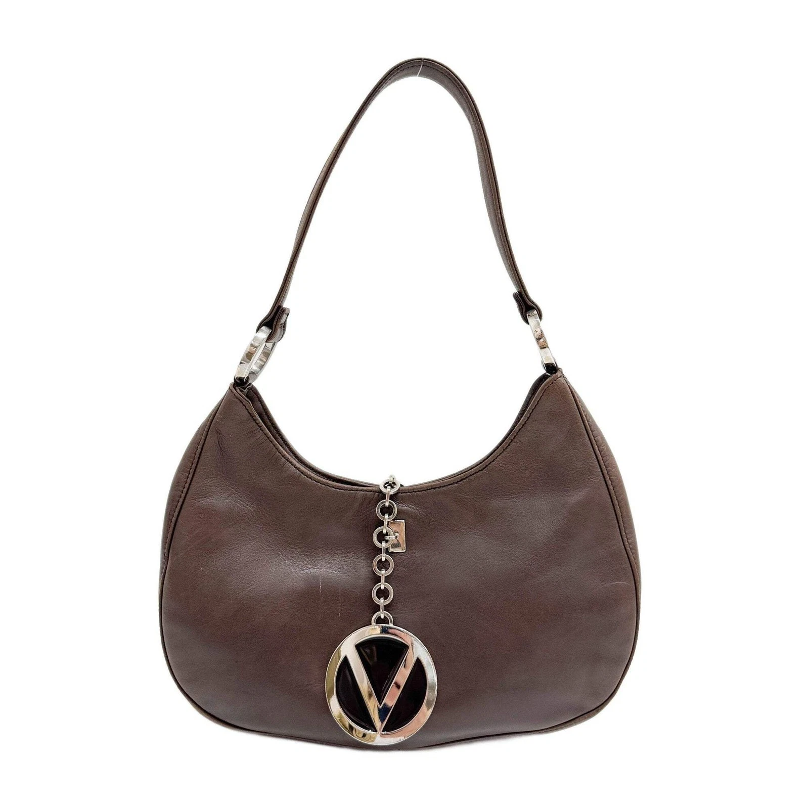 Valentino — VALENTINO GARAVANI VLogo Moon Brown Leather Shoulder Bag