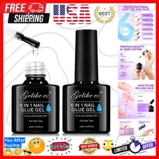 Nail Tips Gel Nail Glue: Geliek EC 2PCS 6 in 1 Adhesive Gel Nail Polish for S...