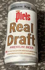 PIELS REAL DRAFT PREMIUM BEER ALUMINUM KEG CAN 12 OZ  PIEL BROS WILLIAMANSETT MA