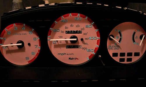 Cluster Pink Face Glow Through Gauges For 92-95 Manual MT Honda Civic EX LX SI - Picture 11 of 12