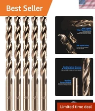 Cobalt Drill Bits Set 3/8 Inch 5Pcs High Speed Steel for Metal Stainless Steel