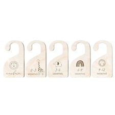 5 Packs Wooden Baby Closet Size Divider Organizer Hanger Clothing for Newborn