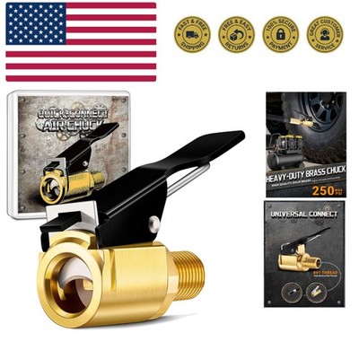 Quick-Connect Air Chuck, Locking Tire Inflator Hose Adapter for Air Compresso...