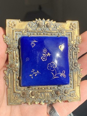 Exceptional Large Antique Chinese Export Gilt Framed Sevres French Porcelain Pin
