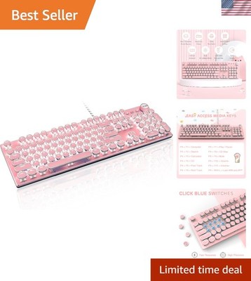 104-Key Mechanical Gaming Keyboard - Vintage Steampunk Style with LED Effects