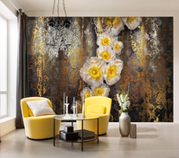 Komar Fototapete Schlafzimmer Vliestapete 368X254 Cm Floral Gold Gelb Weiß