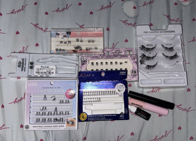 Assorted Kiss Falscara & Ardell False Eyelash Lot Pre-Mapped Extensions Full