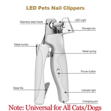 Pet Nail Clipper with LED Light Dog Cat Special Blood Line Scissors Multifunctio