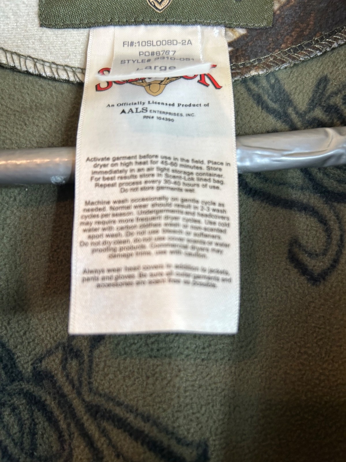 Scent-Lok Vertigo Camo Jacket Mens Large Cargo Pockets Exo Core Fleece Lined