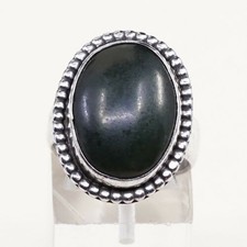 Sz 6.5, Vtg Handmade Sterling Silver ring Turquoise N Beads Around, Navajo, 925