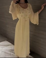 Beige Embellished Women's Traditional Kurta Flared Sleeves Elegant Ethnic Tunic