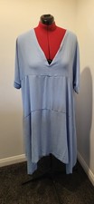 Made In Italy Art/Lagenlook Pale Blue Midi Dress 16-22 One Size Curve   Pockets