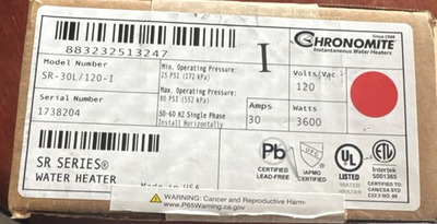 #ad #ad Chronomite S 30L Electric Heater 110 120V Tankless Instant Flow Hot Water 30 Amp $180.00