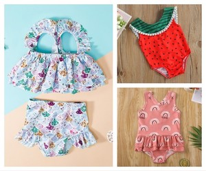 NEW Mermaid Watermelon Rainbow Girls Ruffle Swimsuit Lot Size 4T