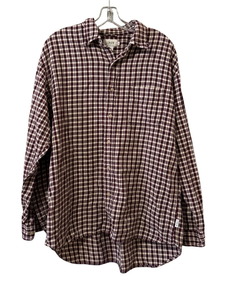 J Crew Mens Size Large Button Down Long Sleeve Shirt Cotton Logo Preppy Outdoor