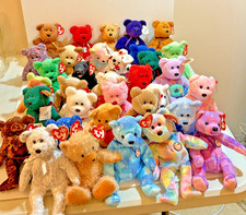 Vintage Lot 34 Ty Beanie Babies Teddy Bears Many Rare - Signature Holiday Etc